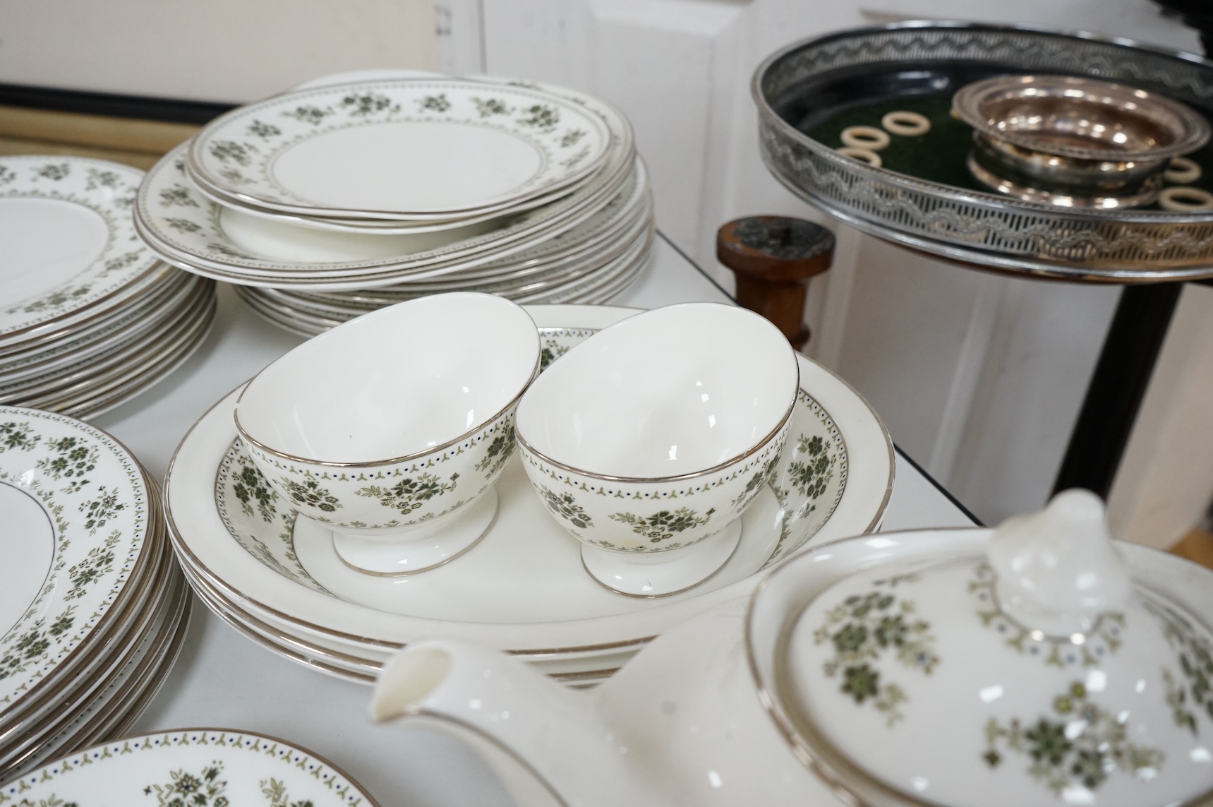 A Royal Doulton Valley Green dinner, tea and coffee service, largest 34cm wide